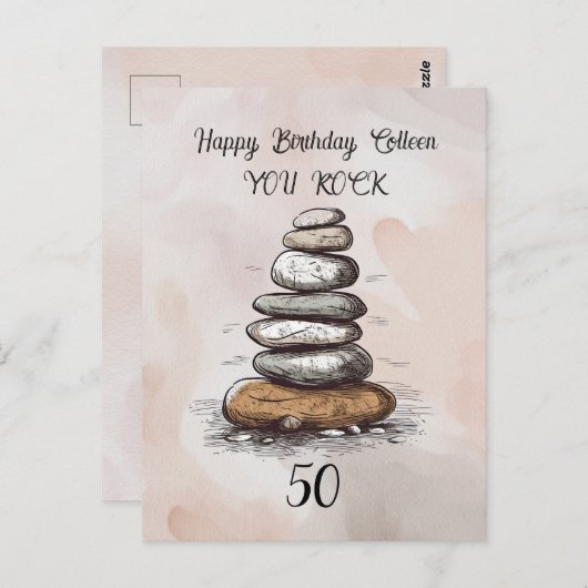 50誕生日You Rock Greeting Card ポストカード (正面/裏面)