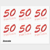 50誕生祝いコーラルグリッタースパークル スクエアシール (シート)