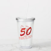 50誕生祝いサンゴグリッター《写真》ぼけ味 アクリルタンブラー (裏面)