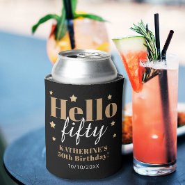 50誕生祝いブラックと金ゴールド 缶クーラー