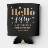 50誕生祝いブラックと金ゴールド 缶クーラー (正面)