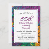 50誕生祝い抽象芸術パープルカスタム 招待状 (正面)