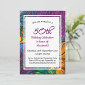 50誕生祝い抽象芸術パープルカスタム 招待状 (スタンド正面)