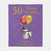 50誕生祝い紫 フリースブランケット (正面)