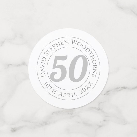 50誕生祝い パーソナライズされた コンフェッティ (スモール正面)