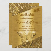 50金ゴールドは記念日結婚を保存する 招待状 (正面/裏面)