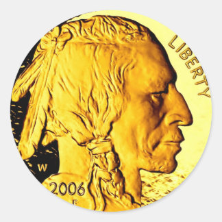$50金ゴールドコイン3"ステッカー ラウンドシール
