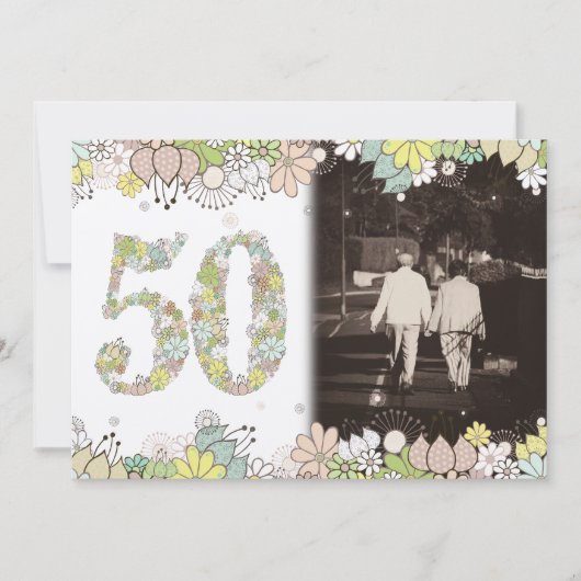 50金ゴールドゴールデン結婚ズ記念写真招待状 招待状 (正面)