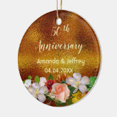 50金ゴールド結婚の白花模様 セラミックオーナメント (左)