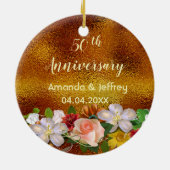 50金ゴールド結婚の白花模様 セラミックオーナメント (裏面)