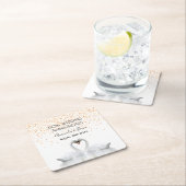 50金ゴールド結婚の白鳥の恋 スクエアペーパーコースター (インサイチュ)