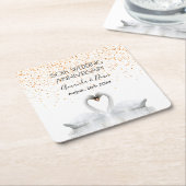 50金ゴールド結婚の白鳥の恋 スクエアペーパーコースター (アングル)