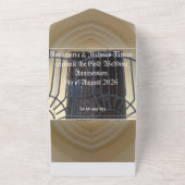 50金ゴールド結婚の記念モットー オールインワン招待状 (外側)