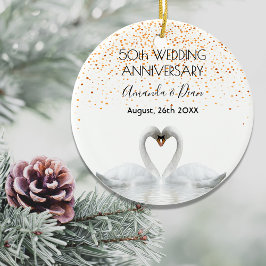 50金ゴールド結婚白鳥 セラミックオーナメント