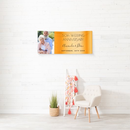 50金ゴールド結婚記念写真カスタム 横断幕 (インサイチュ)