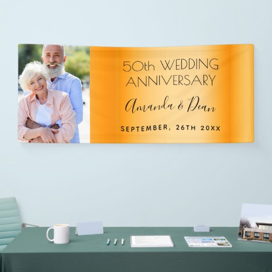 50金ゴールド結婚記念写真カスタム 横断幕 (トレードショー)