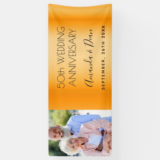 50金ゴールド結婚記念写真カスタム 横断幕 (縦)