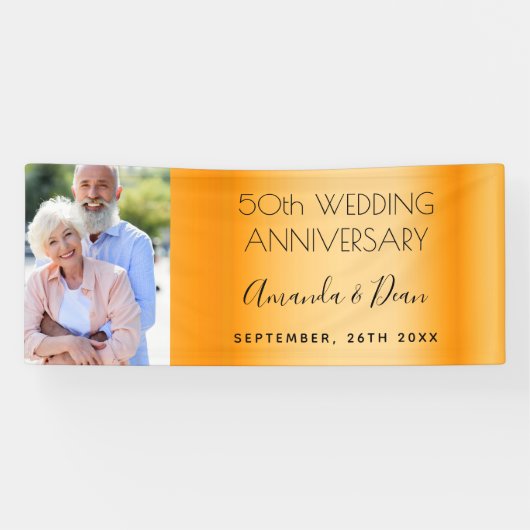 50金ゴールド結婚記念写真カスタム 横断幕 (横)