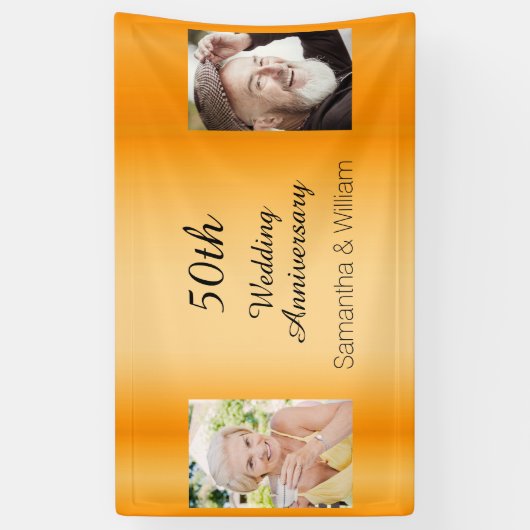50金ゴールド結婚記念写真 横断幕 (縦)
