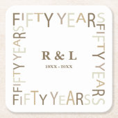 50金ゴールド結婚記念品 スクエアペーパーコースター (正面)