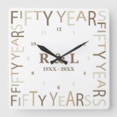 50金ゴールド結婚記念品 スクエア壁時計 (正面)