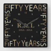 50金ゴールド結婚記念品 スクエア壁時計 (正面)