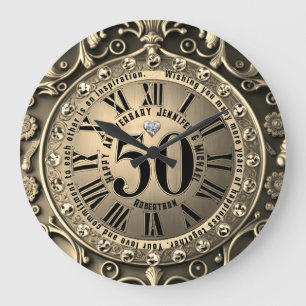 50金ゴールド結婚記念大時計 ラージ壁時計