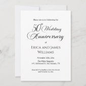 50金ゴールド結婚記念日のエレガント脚本 招待状 (正面)