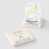 50金ゴールド結婚記念日のロマンチックな白鳥 ストーンコースター (横)