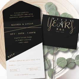 50金ゴールド結婚記念日 オールインワン招待状