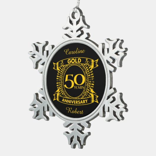 50金ゴールド結婚記念日 スノーフレークピューターオーナメント (右)