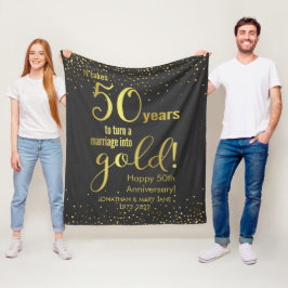 50金ゴールド結婚記念日 フリースブランケット