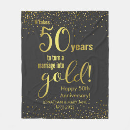 50金ゴールド結婚記念日 フリースブランケット