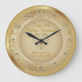 50金ゴールド結婚記念日 ラージ壁時計 (正面)