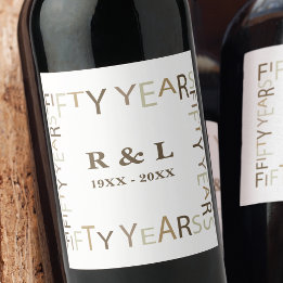 50金ゴールド結婚記念贈り物(白) ワインラベル