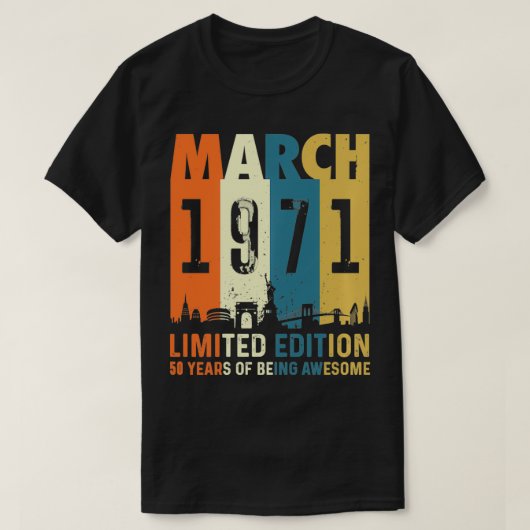 50限定版、1971年3月作50th Birthd Tシャツ (デザイン正面)