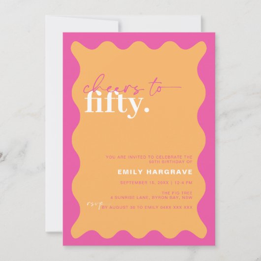 50鮮やか歳の誕生日パーティーへの応援 招待状 (正面)