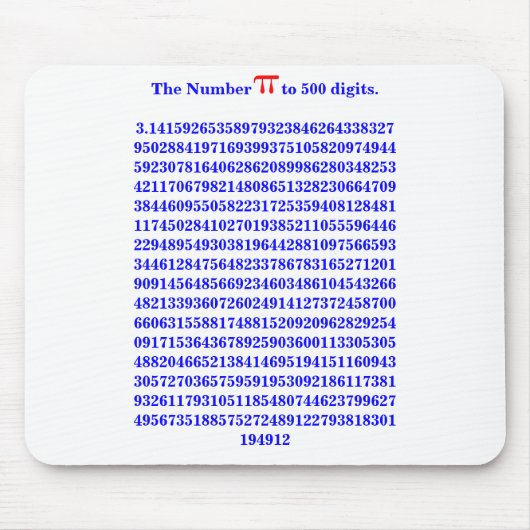 500桁までの数値PI。3.14159...マウスパッド マウスパッド (正面)