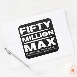 5000万Max™文字ロゴ3"ステッカー(6) スクエアシール