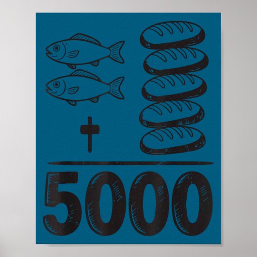 5000人を食べさせる奇跡 イエス 数学 クリスチャン おもしろ 聖書 ポスター (正面)