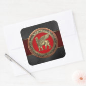 [500]アッシリア翼ライオン – 金ゴールドラマス スクエアシール (封筒)