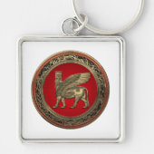 [500]アッシリア・ウィング・ブル – 金ゴールド・ラマス キーホルダー (正面)