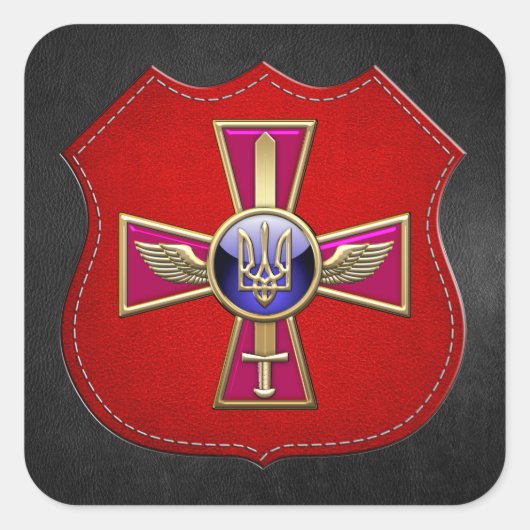 [500]ウクライナ空軍エンブレム スクエアシール (正面)