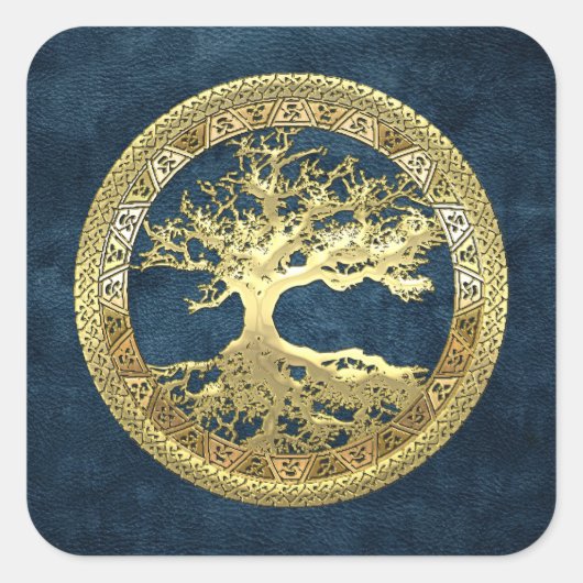 [500]ケルトの生命の木[金ゴールド] スクエアシール (正面)