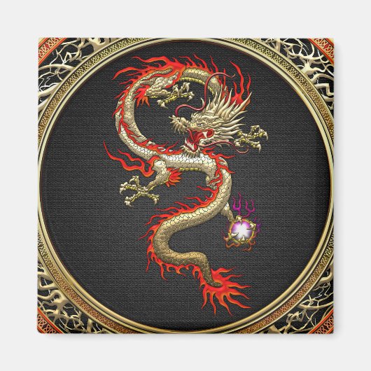 [500]ゴールデンドラゴン中国のフカンロン マグネット (正面)