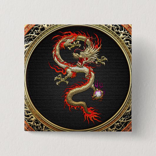 [500]ゴールデンドラゴン中国のフカンロン 缶バッジ (正面)