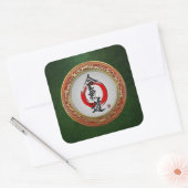 [500]日本の書道 – 合気道 スクエアシール (封筒)