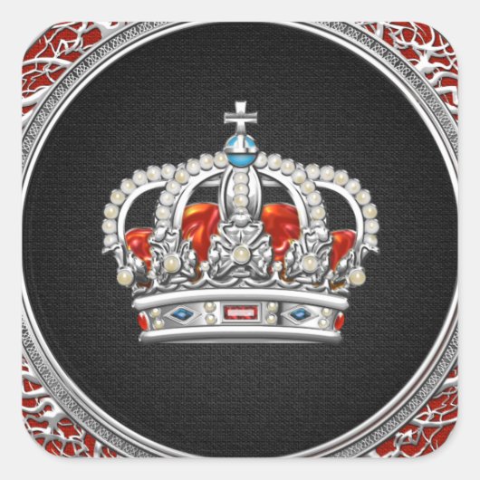 [500]王子様プリンセス王妃クラウン[シルバー] スクエアシール (正面)