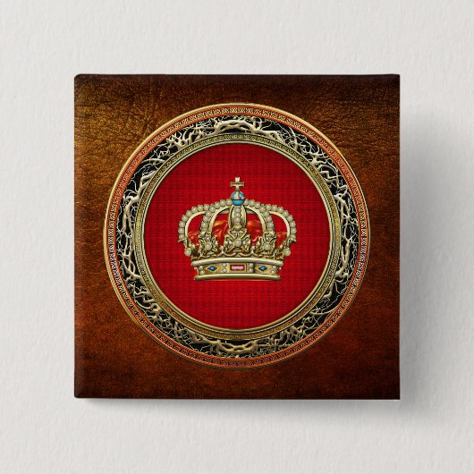 [500]王子様プリンセス王妃クラウン[Belg.金ゴールド] 缶バッジ (正面)