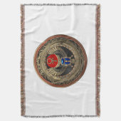 [500]聖なる金ゴールドエジプトの翼を持つスカラブとアンク スローブランケット (正面縦)